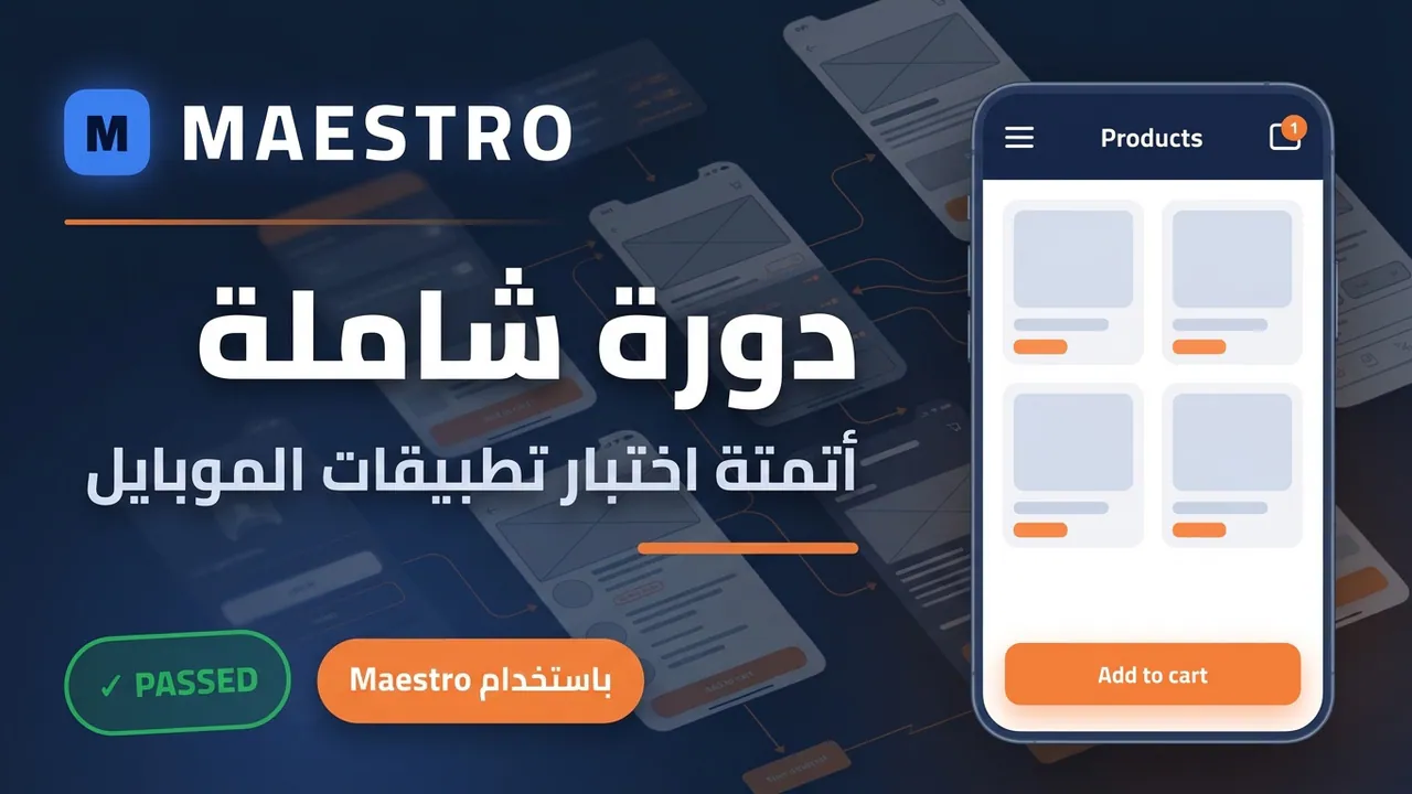 غلاف دورة أتمتة اختبار تطبيقات الموبايل باستخدام Maestro 🔻